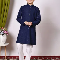 BAESD Boys Embroidered Regular Sequinned Kurta with Pyjamas-picture-21