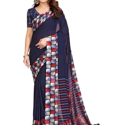 Moda Rapido Floral Poly Georgette Saree image 1