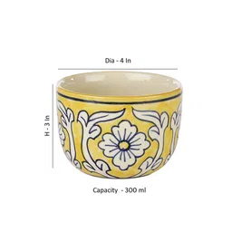 Manohar Yellow & White 300ml (Set of 4) Ceramic Dinner Bowl by Vareesha image 3
