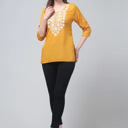 ERUDITE CLUB Ethnic Motifs Embroidered Chikankari Chikankari Kurti image 4