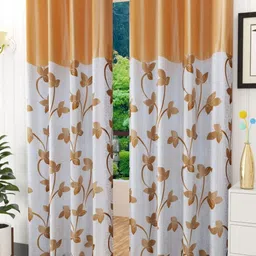 Galaxy Home Decor Gold-Toned 2 Pieces Floral Printed Long Door Curtain-image-26
