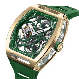 ZEROO Unisex Skeleton Dial & Leather Straps Analogue Watch ZT004GGR image 3