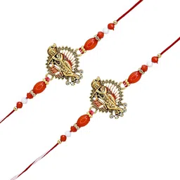 MEIRA JEWELLERY Set Of 2 Artificial Stones Studded & Beaded Thread Rakhis image 5