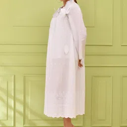 SIDDHO HUM Women Floral Embroidered V- Neck Applique Lace Inserts Empire Midi Dress image 2