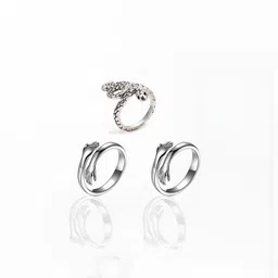 Teeragaj Unisex Set Of 3 Stainless Steel Finger Rings-image-36