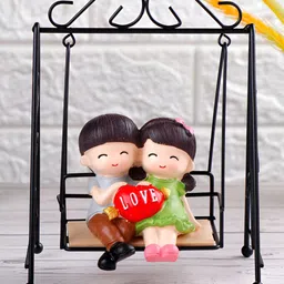 Archies Black Romantic Swinging Couple Figurine Showpiece-picture-19