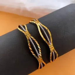 Anouk Gold Plated & Wavy Shaped-Textured Set of two bangles-picture-23