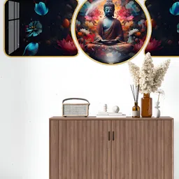 Aura Blue & Orange 1 Piece Wood Religious Wall Paintings image 2