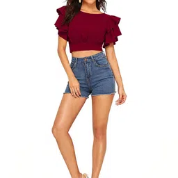 SZN Flutter Sleeve Ruffles Crop Top image 4