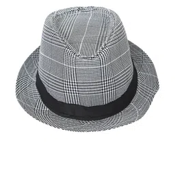 FabSeasons Unisex White Checked Fedora Hat image 2