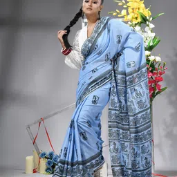 TANTLOOM Women Ethnic Motifs Printed Pure Cotton Saree-image-43