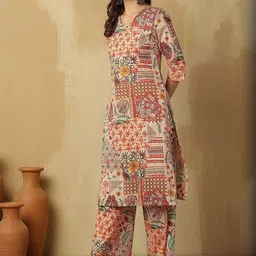 CANIZZARO Women Ethnic Motifs Printed Regular Pure Cotton Kurta with Palazzos image 2