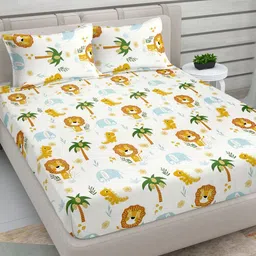 Myntra Elegant Homes Beige & Orange Colored Printed 300TC King Bedsheet Set 2.5 m x 2.25 m-image-67