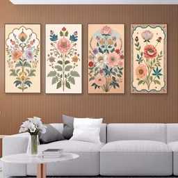 nestroots Black & Peach-Coloured 4 Pieces Canvas Paintings Wall Arts-image-32