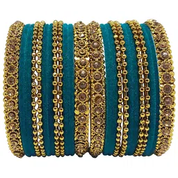 CHRISHAN Set Of 24 Stones-Studded Fabric Bangles-picture-40