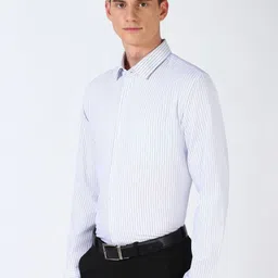 Peter England Men Spread Collar Vertical Striped Cotton Slim Fit Casual Shirt image 4