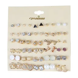 MEENAZ Women 30 Pairs Geometric Studs Earrings-image-17