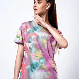 UMILDO Women Dyed Round Neck T-shirt-image-56