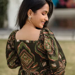 HAY Floral Print Puff Sleeve Linen Maxi Dress image 4