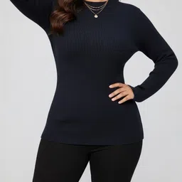 DELAN Women Ribbed Woollen Pullover image 2