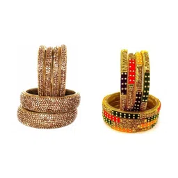 Shasmi Set Of 2 Multi Glass Artificial Stones & Beads Bangle-picture-30