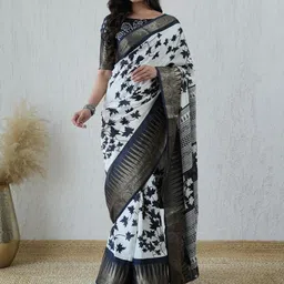 Dori Floral Zari Silk Blend Saree-picture-20