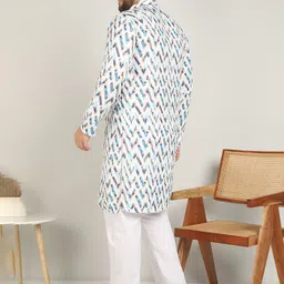 ADWYN PETER Plus Size Chevron Printed Mandarin Collar Pure Cotton Straight Kurta image 2