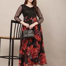 Raabta Fashion Women Floral Printed Fit & Flare Maxi Dress-picture-39