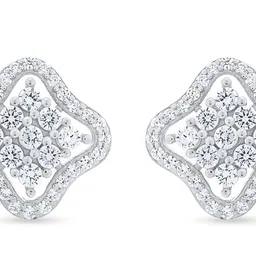Nipura 925 Sterling Silver Rhodium-Plated Cubic Zirconia Studded Floral Studs image 4