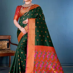 jayant creation Polka Dot Zari Silk Blend Designer Paithani Saree-picture-36