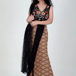 SUNFAIRY Embroidered Fit & Flare Maxi Dress-image-0