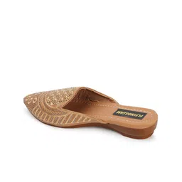 FLYING&SAM Women Embellished Pointed Toe Mules Flats With Western - Embellished image 3