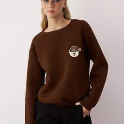 Trendyol Women Printed Round Neck Cotton Sweatshirt-image-34