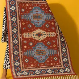 LUXEHOME INTERNATIONAL Multicoloured Ethnic Motifs Anti-Skid Polyester Carpet image 4