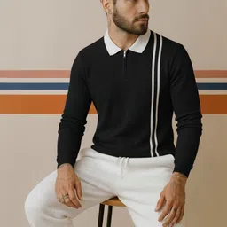Try This Striped Polo Collar Long Sleeves Regular Fit T-shirt-image-18