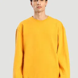 Bene Kleed Men Yellow Relaxed Fit Solid Round Neck Long Sleeves Pullover Sweatshirt image 3