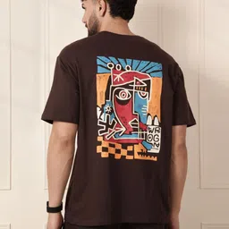 WROGN Men Graphic Printed Round Neck Cotton Oversized T-shirt-picture-39