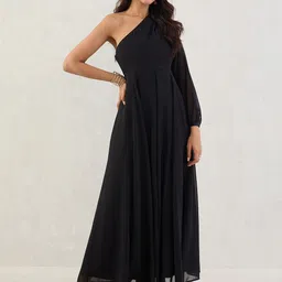 FEMMELLA Women One Shoulder Georgette Maxi Dress-picture-12