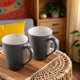 HINDUSTANI SAUDAGAR Grey Handcrafted Solid Ceramic Glossy Mugs Set of Cups and Mugs image 5