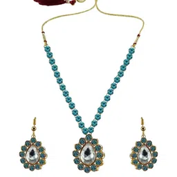 Vidhya Kangan Women Turquoise Blue Jewellery Set-picture-37