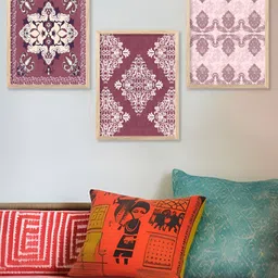 Kotart Brown & Burgundy 3 Pieces Wooden Modren Painting Wall Arts-image-27