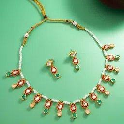 aadita Gold-Plated Kundan Stone-Studded Jewellery Set-image-37