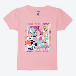 YK Disney Girls Mickey & Friends Graphic Printed Round Neck Cotton T-shirt-picture-11