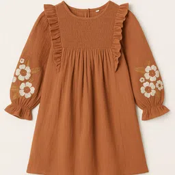 Le Nino Embroidered Puff Sleeve A-Line Midi Dress image 5