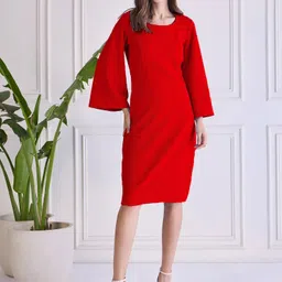 westhood Women Bodycon Red Knee Length Dress image 3