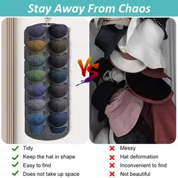 hasthip Wall Hanging Felt Hat Organizer for Baseball Caps Sun Cap Storage Holder for Hook 14 image 4