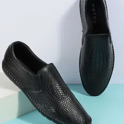 Metro Men Textured Round Toe Slip on Leather Espadrilles-image-32