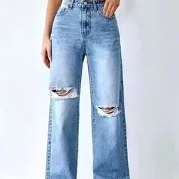 DressBerry Women Cotton Slash Knee Regular Fit Jeans-image-77