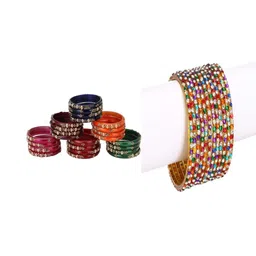 SOMIL Set Of 36 Artificial Stones Studded & Beaded Bangles-picture-10