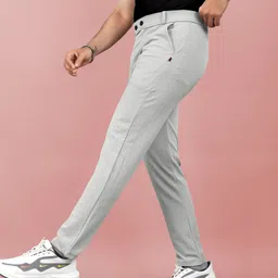 flicfol Men Regular Fit Grey Polycotton Trousers image 5